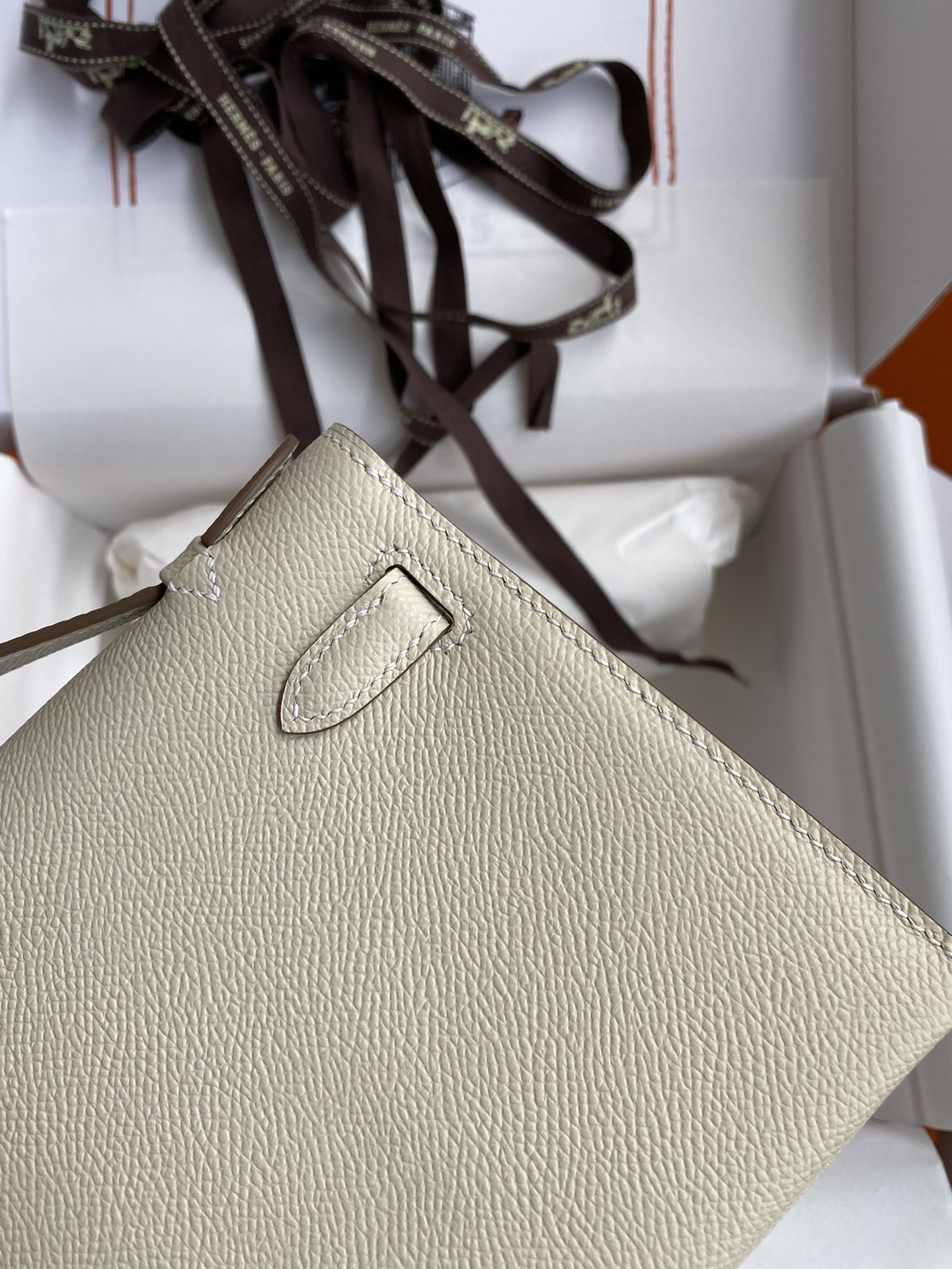 Hermes Mini Kelly Pochette 22cm Bag In White Epsom Leather